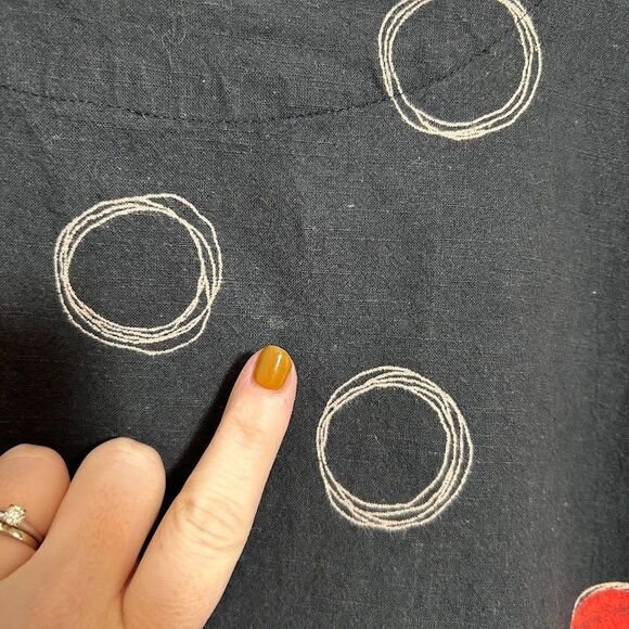 Mona Lisa Tunic Top Womens L Polka Dot Bubble Hem Pockets Artsy Lagenlook - Picture 7 of 7